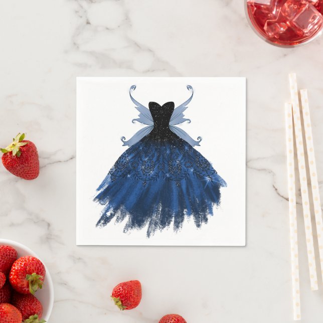 Gothic Fairy Navy Gown | Deep Cobalt Blue Sheen Serviette (Beispiel)
