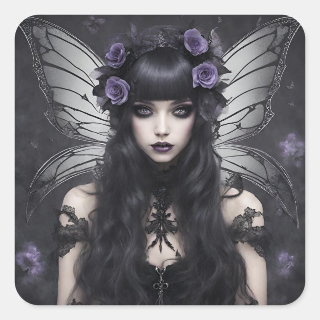 Gothic Fairy Quadratischer Aufkleber (Vorderseite)