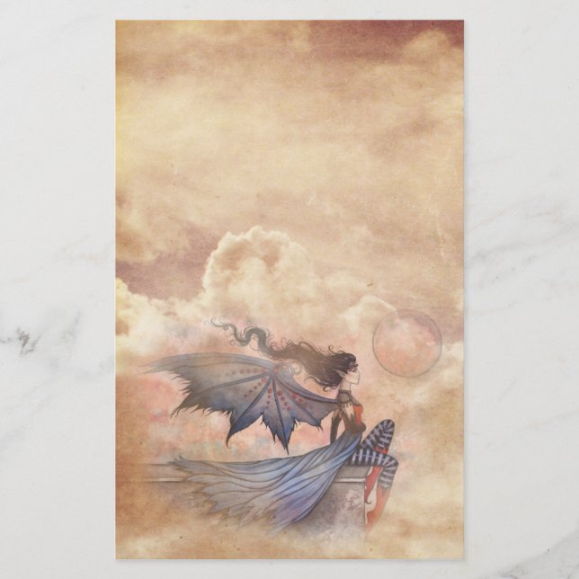 Gothic Fairy Vampire in Clouds Stationary Briefpapier (Vorderseite)