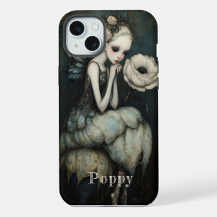 Gothic Fairy Weiße Blumen Whimsgoth Personalisiert iPhone 15 Plus Hülle
