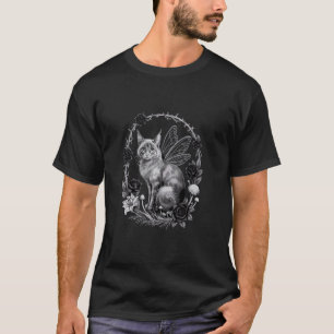 Gothic Fairycore Florale Schwarze Dunkle Rosen Kat T-Shirt