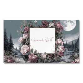 Gothic Fairytale Rose Frame Moonlit Forest Scene Magnetische Visitenkarte