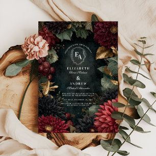 Gothic Fall Dahlia Wedding Einladung