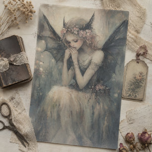 Gothic Fantasy Fee mit floraler Krone Decoupage Seidenpapier