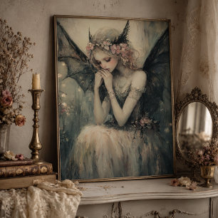 Gothic Fantasy Fee mit floraler Krone Wandkunst Fotodruck