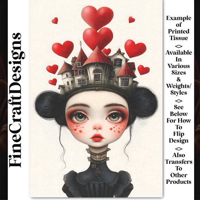 Gothic Fantasy Girl, Houses & Hearts AX2 Decoupage Seidenpapier (Von Creator hochgeladen)
