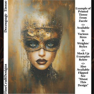 Gothic Fantasy Goldene Maskierte Frau ER3L Decoupa Seidenpapier