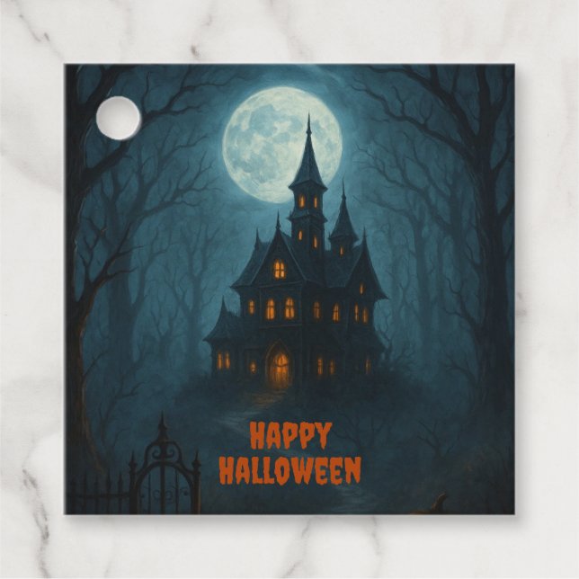 Gothic Fantasy | Spuk Schloss & Misty Monte Lago M Geschenkanhänger (Vorderseite)