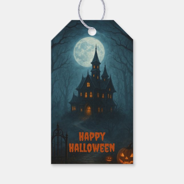 Gothic Fantasy | Spuk Schloss & Misty Monte Lago M Geschenkanhänger (Vorderseite)