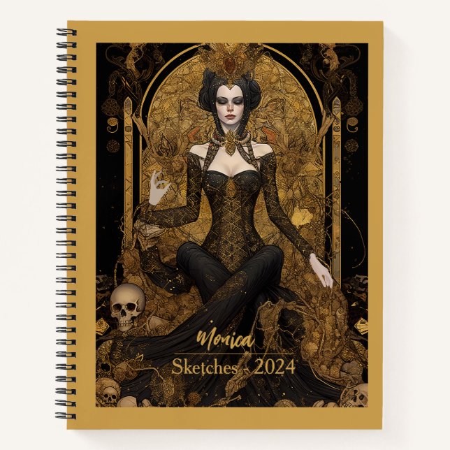 Gothic Fantasy, Surreal Dark Queen, Notebook Notizbuch (Vorderseite)