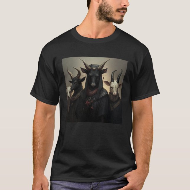 Gothic Farm Animals in Goth Black Cloaks T-Shirt (Vorderseite)