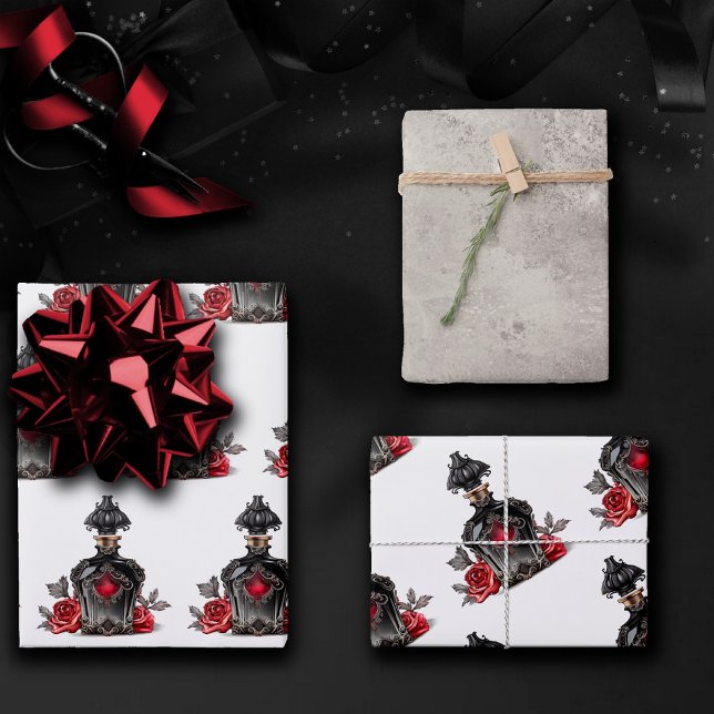 Gothic Fashion Viktorianisch Parfümflasche mit Ros Geschenkpapier Set (Von Creator hochgeladen)