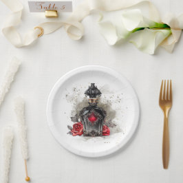 Gothic Fashion Viktorianisch Parfümflasche mit Ros Pappteller