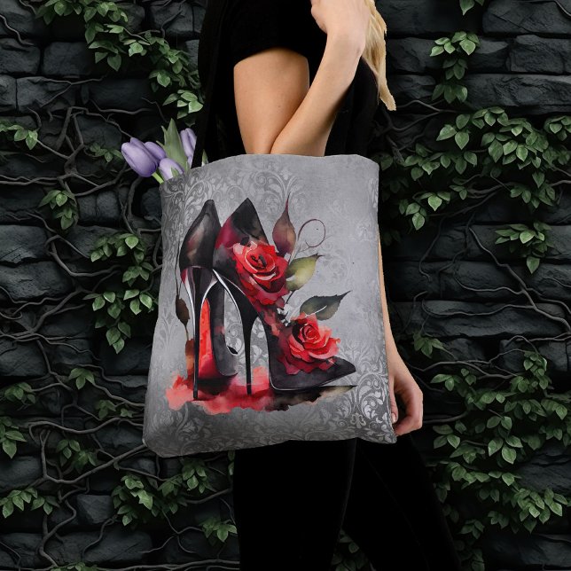 Gothic Fashionista Rote Bottom Stilettos mit Rose (Von Creator hochgeladen)