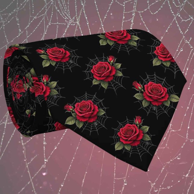 Gothic Faux Seide | Rosen & Spinnennetze Gentleman Krawatte (Von Creator hochgeladen)