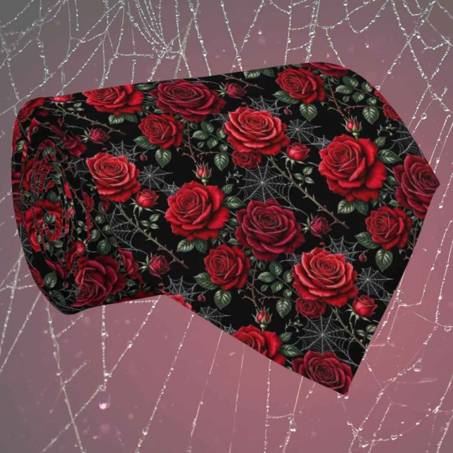 Gothic Faux Seide | Rosen & Spinnennetze Gentleman Krawatte (Von Creator hochgeladen)