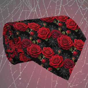 Gothic Faux Seide   Rosen & Spinnennetze Gentleman Krawatte