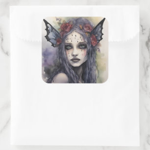 Gothic Fee Jewlery Keepake Box Quadratischer Aufkleber