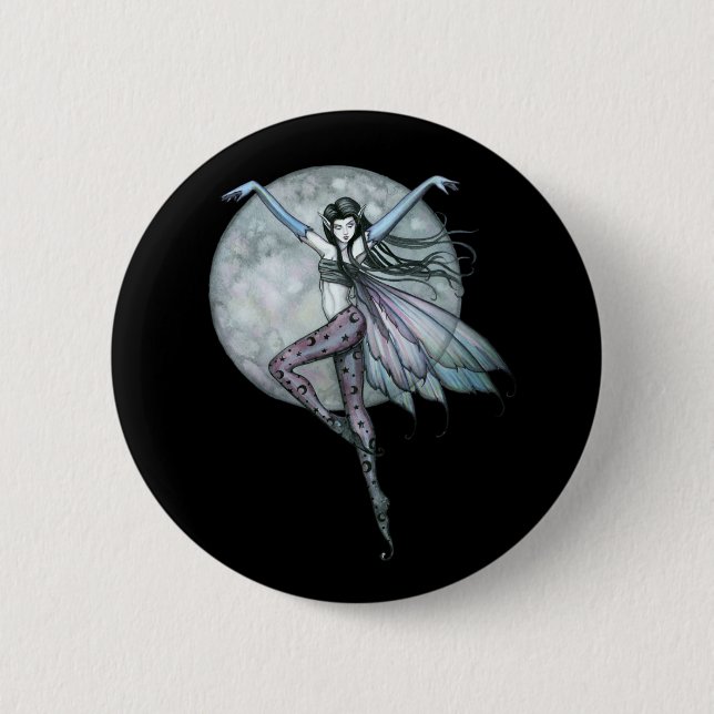 Gothic Feen Pin, Button Vollmond Fee (Vorderseite)