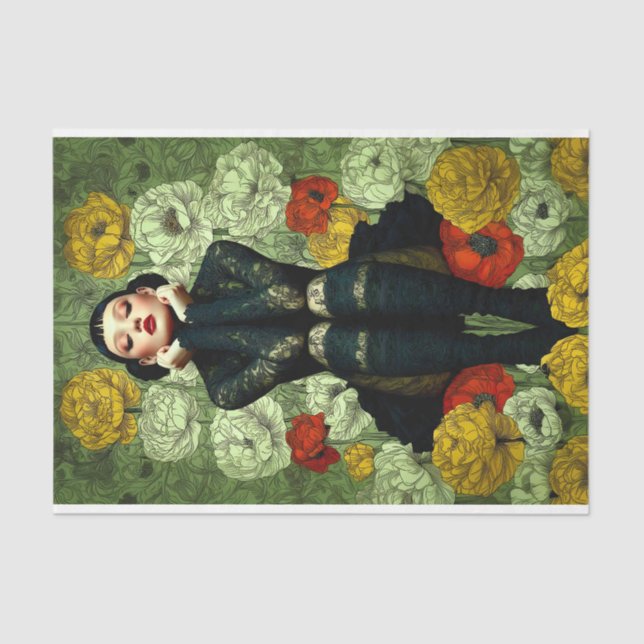 Gothic Female Fashion mit Blume DQ4R Decoupage Seidenpapier (Vorderseite)