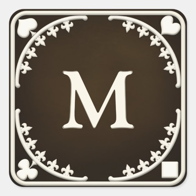 Gothic Filigree Antique Mit Monogramm Persönliches Quadratischer Aufkleber (Vorderseite)