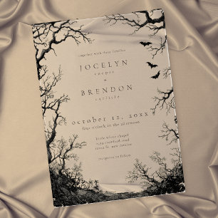 Gothic Fledermaus Baum Gravur Schwarze Hochzeit Acryleinladungen