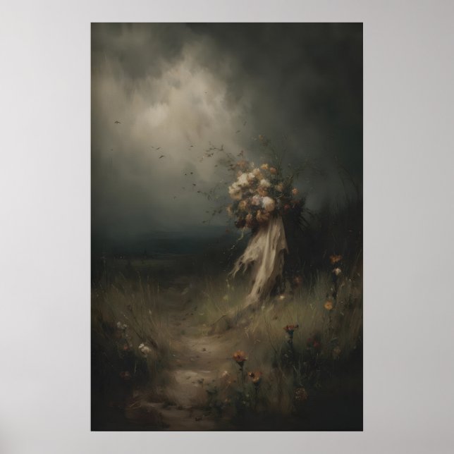 Gothic Floral Art With Wilted Bouquet, Dark Poster (Vorne)