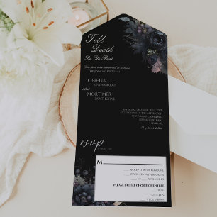 Gothic Floral Black Till Death Do us Part Wedding All In One Einladung