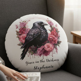 Gothic Floral Dark Academia Rundes Kissen