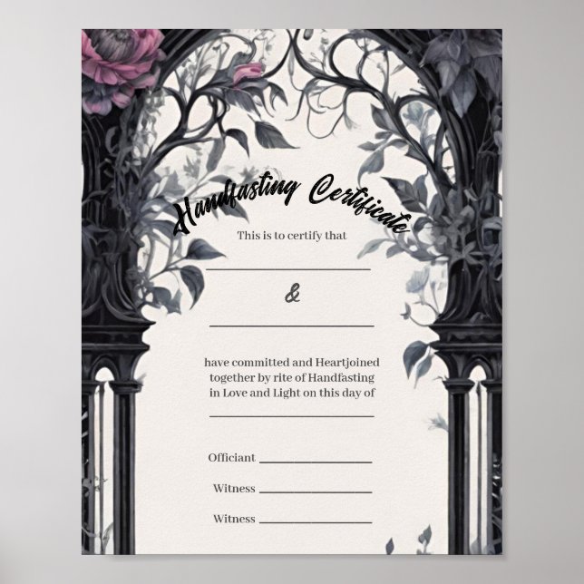Gothic Floral Garden Gate Handfastzertifikat Poster (Vorne)