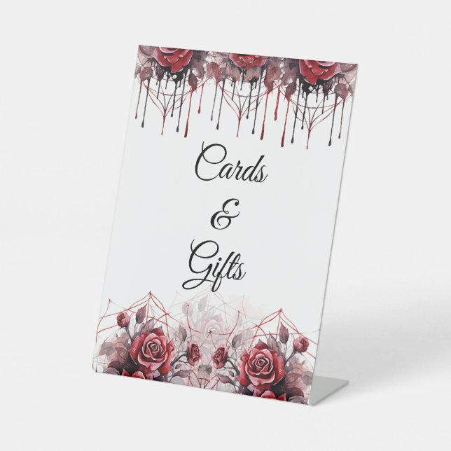 Gothic Floral Halloween Hochzeitsschild Sockelschild (Vorderseite)