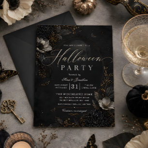 Gothic Floral Halloween-Party-Einladung Einladung