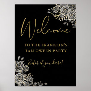 Gothic Floral Halloween-Party Willkommensschild Poster
