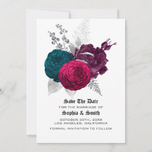 Gothic Floral Hochzeit Flach Save The Date Karte