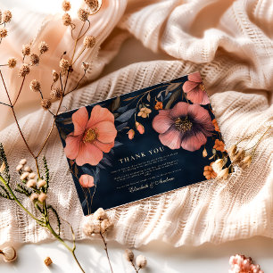 Gothic Floral Hochzeits Eleganz Dankeskarte