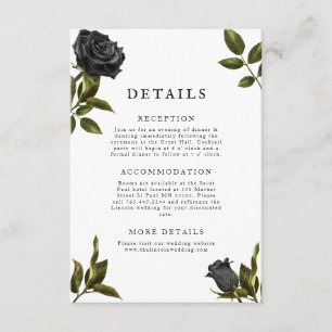 Gothic Floral Hochzeitsdetails Begleitkarte