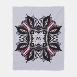 Gothic Floral Mandala Lila Pink Black Monogram Fleecedecke