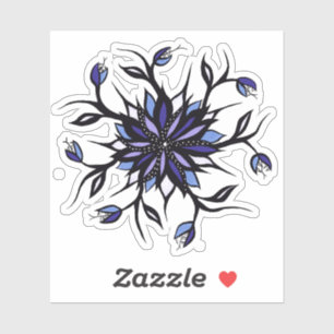 Gothic Floral Mandala Monster und Zähne Aufkleber