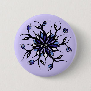 Gothic Floral Mandala Monster und Zähne Button