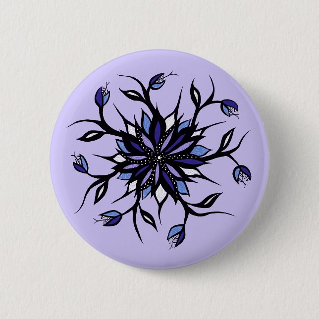 Gothic Floral Mandala Monster und Zähne Button (Vorderseite)