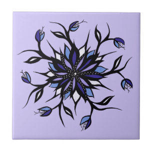 Gothic Floral Mandala Monster und Zähne Fliese