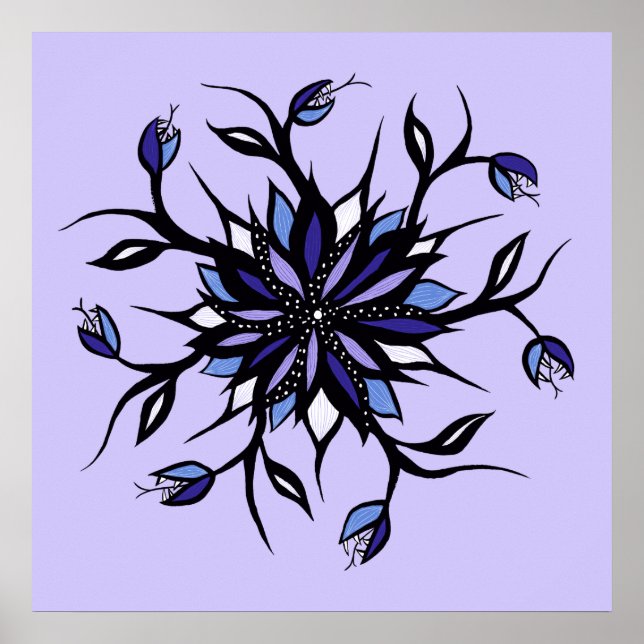 Gothic Floral Mandala Monster und Zähne Poster (Vorne)