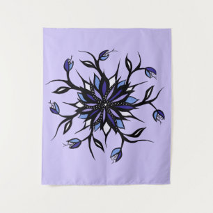 Gothic Floral Mandala Monster und Zähne Wandteppich