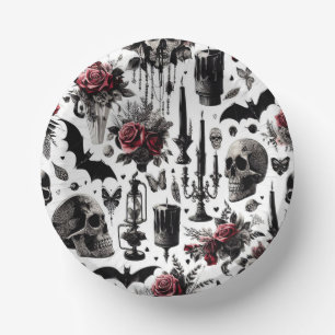 Gothic Floral Paper Bowls - Halloween, Hochzeit Pappteller