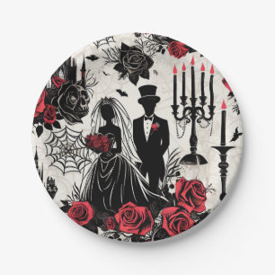 Gothic Floral Paper Plate - Halloween, Hochzeit Pappteller
