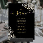 Gothic Floral Rose Sitzplan Tischnummer<br><div class="desc">Diese eleganten,  blumengeschmückten Rose mit gotischen und schwarz-goldenen Tischnummern können mit dem Sitzplan Ihrer Gäste in schicken Typografie personalisiert werden. Die Karten werden auf der Vorder- und Rückseite gedruckt (doppelseitig). Entwickelt von Thisisnotme©</div>