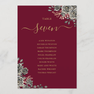 Gothic Floral Rose Sitzplan Tischnummer