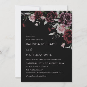 Gothic Floral Rosen Hochzeit Einladung