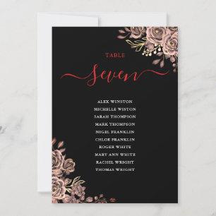 Gothic Floral Rosen Sitzplan Tischnummer