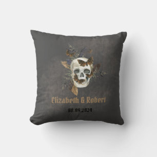 Gothic Floral Schädel Schmetterlinge Hochzeit  Kissen